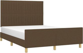 vidaXL Cama Sin Colch&oacute;n Tela Marr&oacute;n Oscuro 140x190 Cm Vidaxl