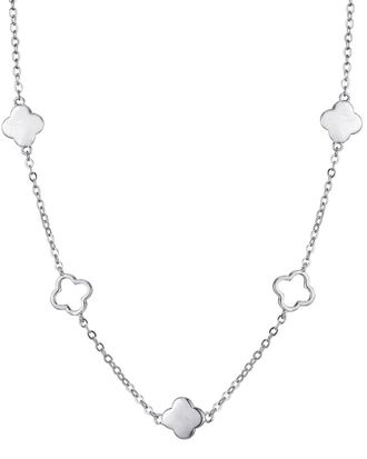 Adornia Adornia Silver Plated Clover Station Necklace
