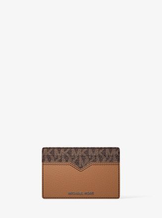 Michael Kors Hudson Pebbled Leather and Signature Logo Money Clip Card Case