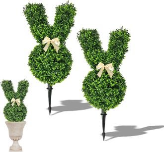 No Brand &Aacute;rboles Topiarios Artificiales De Conejitos De Pascua Con Estacas Para El Suelo - Estacas Artificiales De Boj De 55 Cm (2 Unidades)