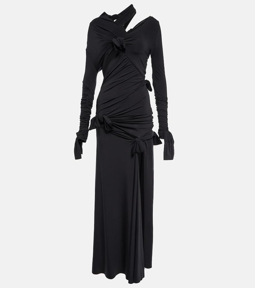 パーティードレス RED CARPET DRESS IN LUREX JERSEY WITH EMBROIDERED FLOWER Elisabetta Franchi Red Carpet Lurex Jersey Dress With