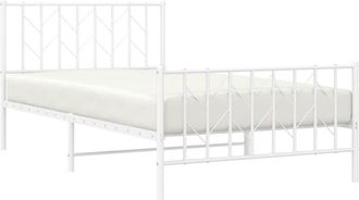 vidaXL Estructura Cama Sin Colch&oacute;n Con Estribo Metal Blanco 107x203 Cm Vidaxl