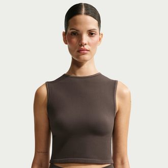 Nike Womens SKIMS Ribbed Seamless Muscle Tank Top in Brown | IU2219-249