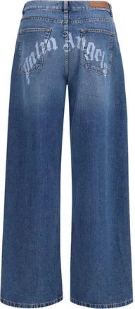 Palm Angels Wide-Leg Denim Jeans - Blue