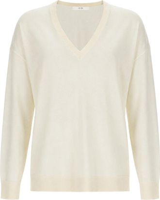 Co Lightweight Cashmere Sweater With V-Neckline And Ribbed Details