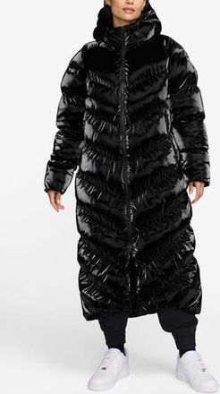 Nike Sportswear Shine Loose Thermore EcoDown Insulated Hooded Parka in 010 Black/black at Nordstrom Rack, Size Medium