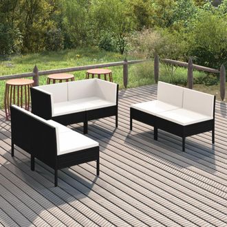 vidaXL 6 Pcs Garden Lounge Set Con Vime Pe Negro