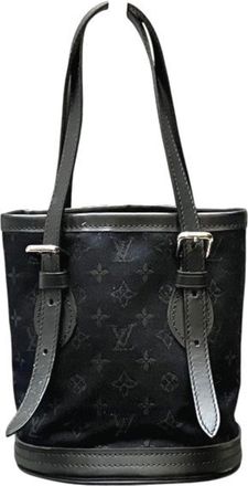 Louis Vuitton Noir Satin Leather Tote Bag (Pre-Owned)