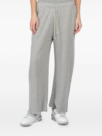 Velvet drawstring frayed track pants - Grijs