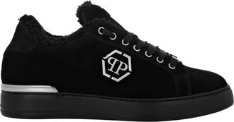 Philipp Plein Suede Fur Low Top Sneakers Carson - Heren - Sneakers - Zwart - 40 EU - Leer - Schoenen