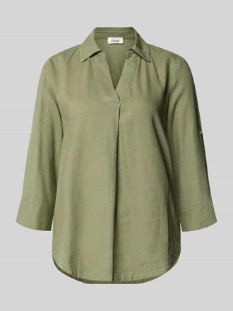s.Oliver Red Label Relaxed Fit Hemdbluse aus Leinen-Viskose-Mix in Khaki, Gr&ouml;&szlig;e 34