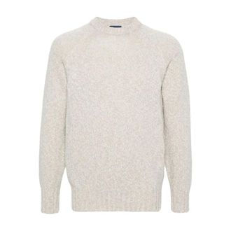 Drumohr Round-neck Knitwear, male, Beige, Size: M Black Sweater Wool Knit Long Sleeve