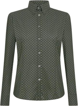 Roberto Ricci Design Klassieke Micro-Patroon Overhemd - Dames - Overhemden - Groen - XL - Overhemden