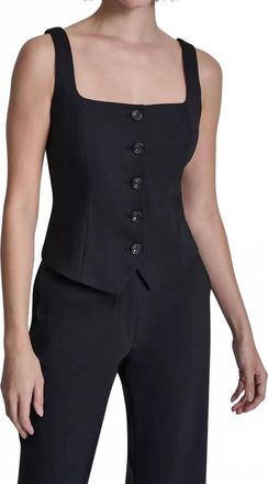 DKNY Sleeveless Square-Neck Vest In Black