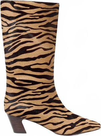 Loeffler Randall Womens Cleo Zebra Mid-Calf Boot In Yellow