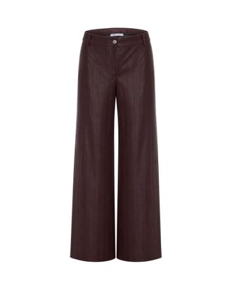 Patrizia Pepe Dark Brown Faux Leather Wide-Leg Pants