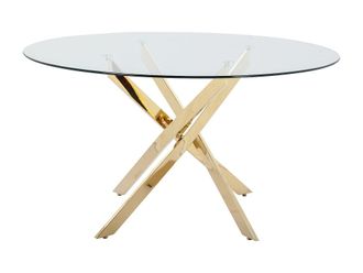 VENTE-UNIQUE.COM Mesa de comedor cristal transparente, dorado