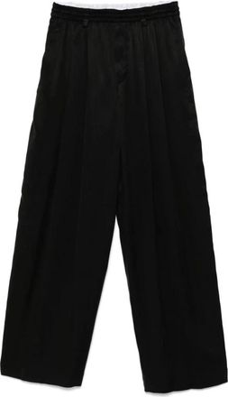Alexander Wang Broek met Omgeslagen Elastische Tailleband - Dames - Straight fit broeken - Zwart - S - Broeken