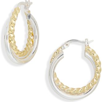 Argento Vivo Double Twisted Hoop Earrings in Gold/Silver at Nordstrom Rack