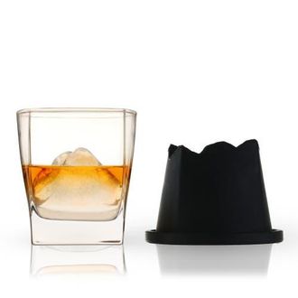 Viski Glacier 2-Piece Mountain Ice Mold with Crystal Glass Set in Black at Nordstrom