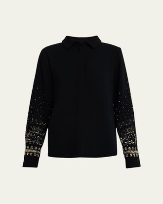 Kobi Halperin Chai Beaded Satin Blouse