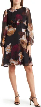 Calvin Klein Persimmon Floral Chiffon Dress in Persimmon Multi at Nordstrom Rack, Size 4