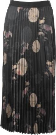 Anonyme Designers Womens Pleated Long Skirt In Black Floral