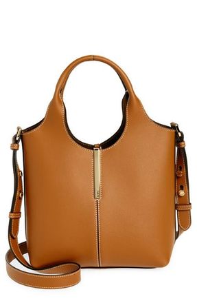 Tod's Mini Leather Shopping Bag Tote in Kenia Scuro at Nordstrom