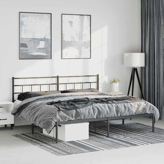 vidaXL Vidaxl - Estructura Cama Sin Colch&oacute;n Con Cabecero Metal Negro 193x203 Cm