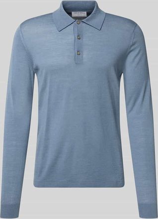 Tiger Of Sweden Slim Fit Poloshirt aus reiner Wolle Modell Eross in Rauchblau, Gr&ouml;&szlig;e XL