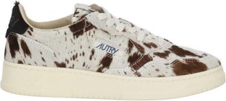 Autry Cow-Print Pony Leather Low-Top Sneakers