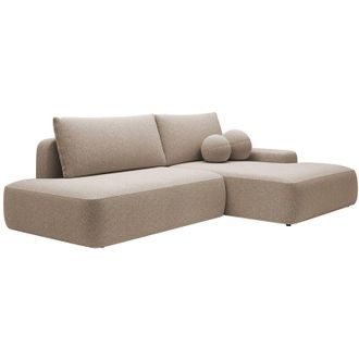 Vente-Unique Vente-unique - Divano letto angolo a destra aperto in Tessuto testurizzato Tortora - daviso