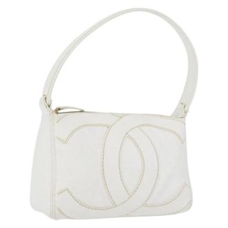 Chanel Pre-owned Leren Vintage Schoudertas - Dames - Pre-owned - Wit - Maat: ONE Size Leer