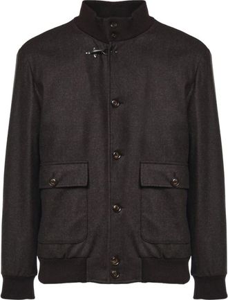 Fay Chaqueta Bomber de Franela Cardada de Lana - Jackets - Hombre - Marr&oacute;n - 2XL