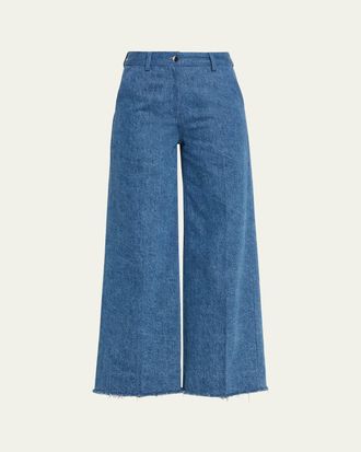 Michael Kors Cropped Wide-Leg Denim Jeans