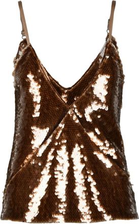 Federica Tosi Elegante Mouwloze Top met Stretchstof - Dames - Tops zonder mouwen - Bruin - M - Polyester - Tops
