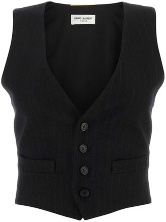 Saint Laurent pinstripe-pattern wool waistcoat - Black