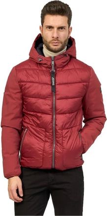 Yes-Zee YES Zee, Jassen, Heren, Rood, M, Nylon, Rode gewatteerde nylonjas met capuchon