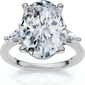 Pompeii3 Certified 4 1/3Ct Oval/Pear Diamond Engagement Ring 14k Gold or Pt Lab Grown