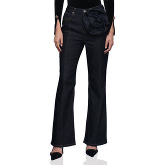 Avec Les Filles Rosette Detail High Waist Jeans in Dark Rinse Wash at Nordstrom Rack, Size 29