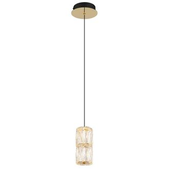 Netlighting Stefanie Slim Pendant Gold Colours Crystals Glass Shade LED 3000K