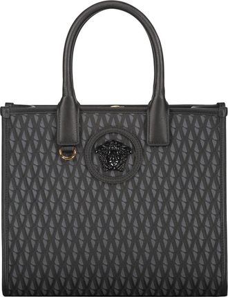 Versace La Medusa Small Canvas Tote - Dames - Shoppers - Zwart - ONE Size - Katoen - Tassen