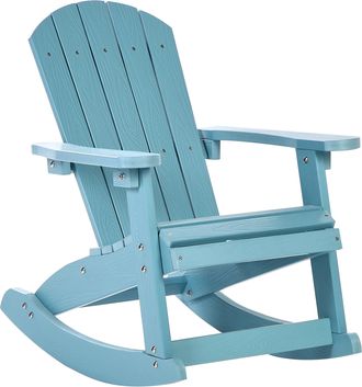 Beliani Silla Mecedora De Jard&iacute;n Infantil Para Ni&ntilde;os De Madera Pl&aacute;stica De Exterior Azul Claro Adirondack