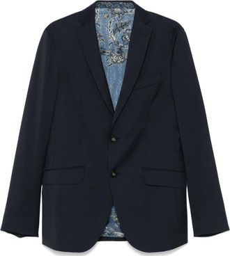 Etro Roma Single-Breasted Viscose Jacket - Heren - Blazers - Blauw - XL - Leer - Jassen