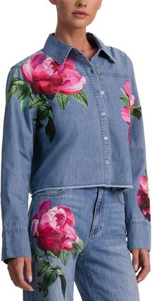 Alice & Olivia Alice + Olivia Finely Cropped Oversized Denim Shirt