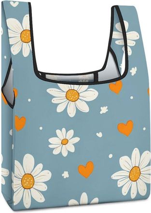 Generic Daisy Flower Shopping Bag Reusable Grocery Tote Bag Foldable Handbag for Travel Picnic