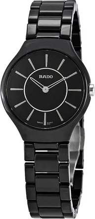 Rado True Thinline Black Dial Black Ceramic Ladies Watch R27742162