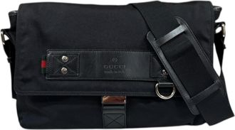 Gucci Black Canvas Leather Shoulder Bag (Pre-Owned)