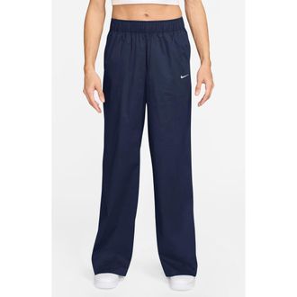 Nike Sportswear Chill High Waist Poplin Pants in Midnight Navy/Sail at Nordstrom Rack, Size X-Small