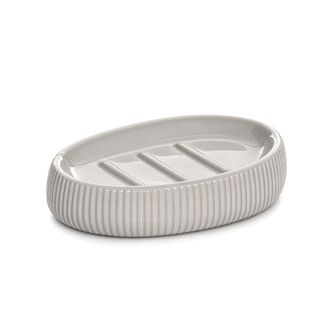 KASANOVA Porta sapone rigato in ceramica, grigio